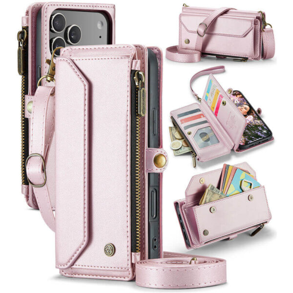 CaseMe iPhone 17 Pro Max RFID Wallet Crossbody Case with Wireless Charging