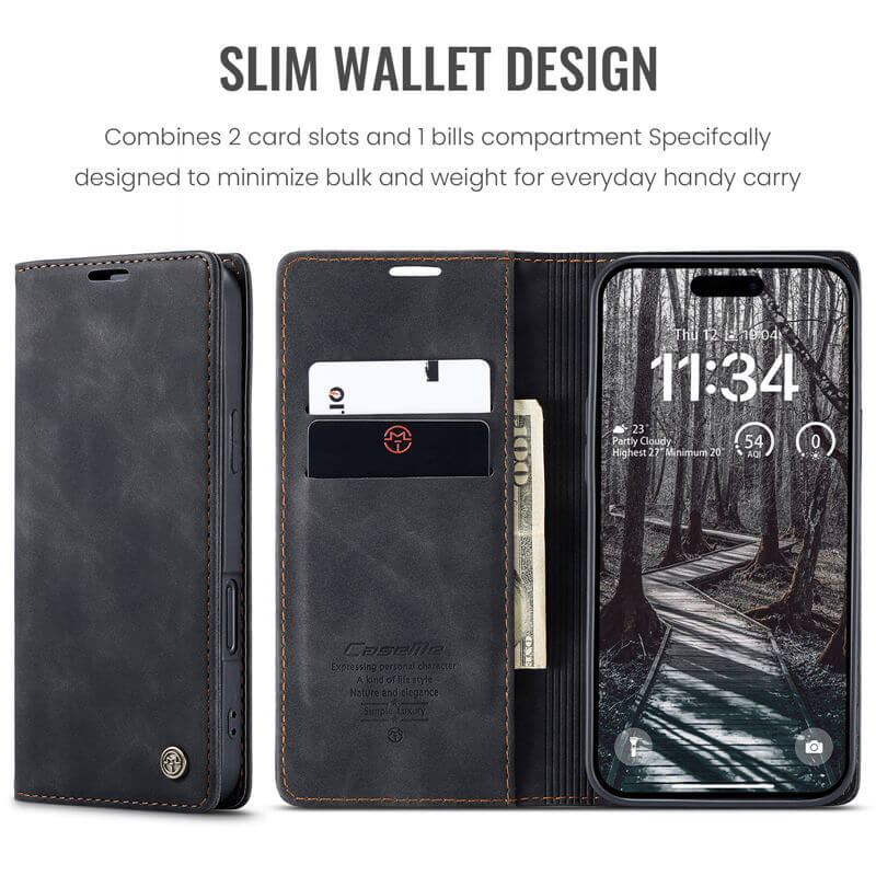 CaseMe iPhone 17 Pro Max Wallet Magnetic Suede Leather Case