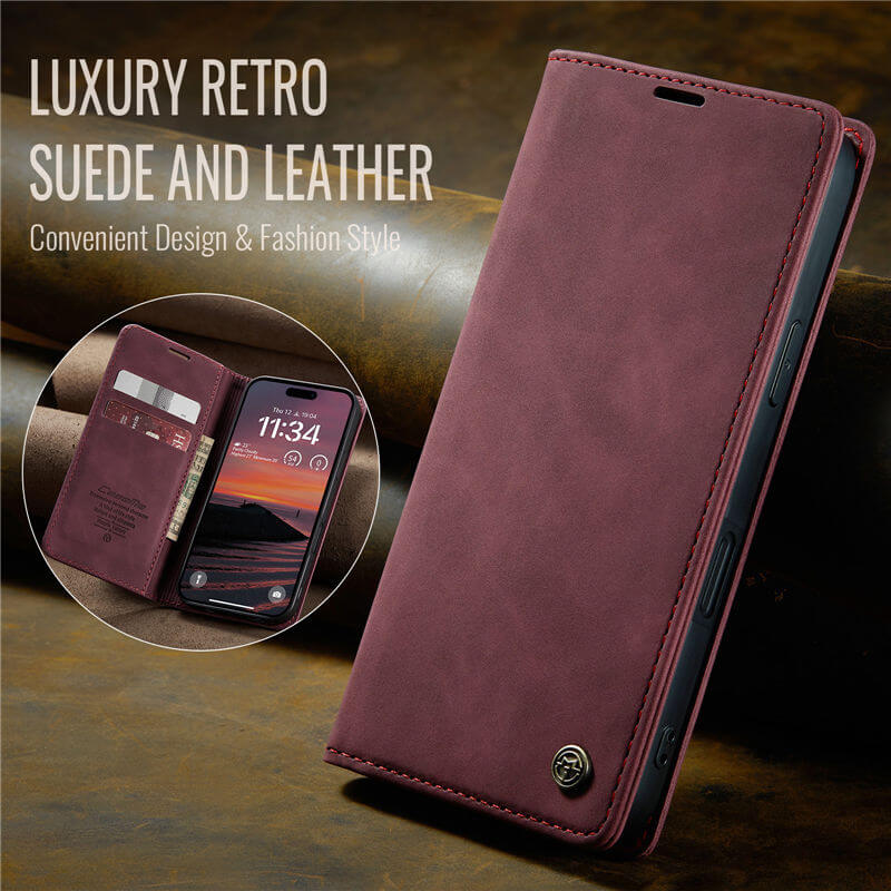 CaseMe iPhone 17 Pro Max Wallet Magnetic Suede Leather Case