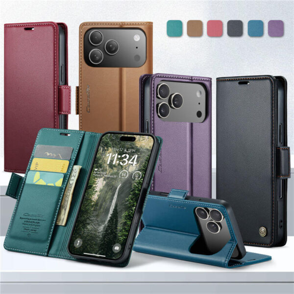 Alternative view of CaseMe For iPhone 17 Pro Max Wallet RFID Blocking Magnetic Buckle Case