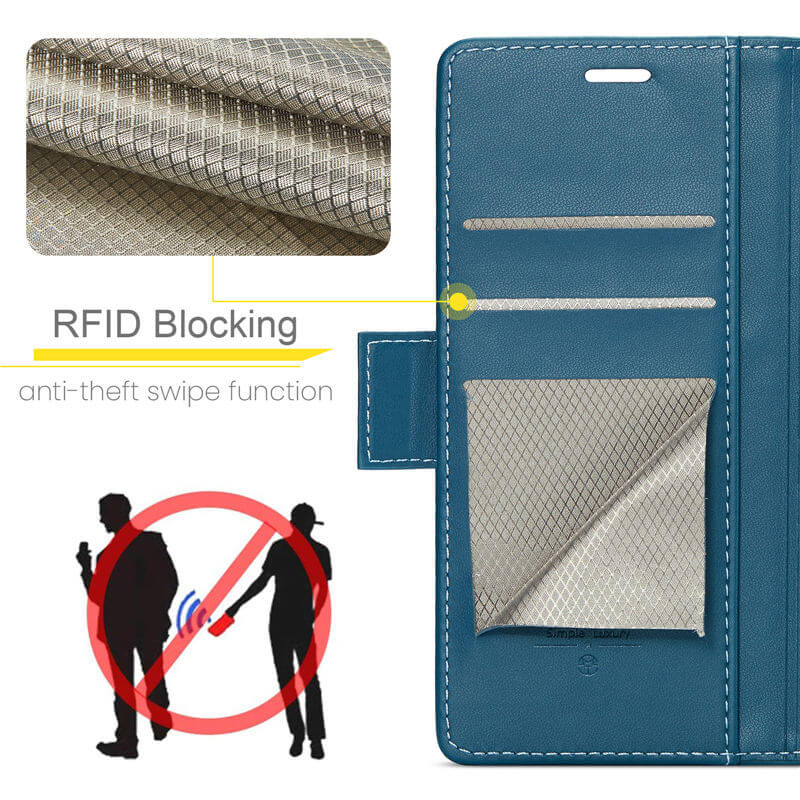 CaseMe iPhone 17 Pro Wallet RFID Blocking Magnetic Buckle Case