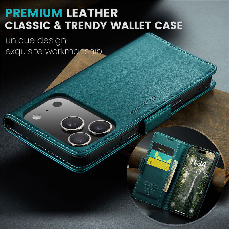 CaseMe iPhone 17 Pro Wallet RFID Blocking Magnetic Buckle Case