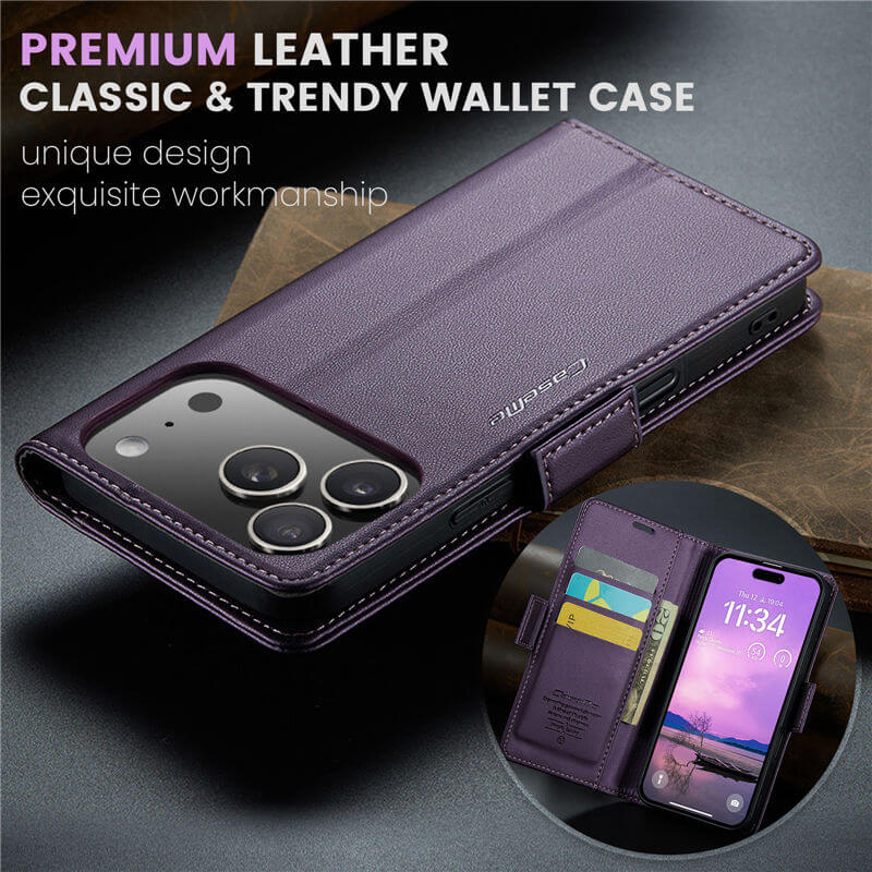 CaseMe For iPhone 17 Pro Max Wallet RFID Blocking Magnetic Buckle Case