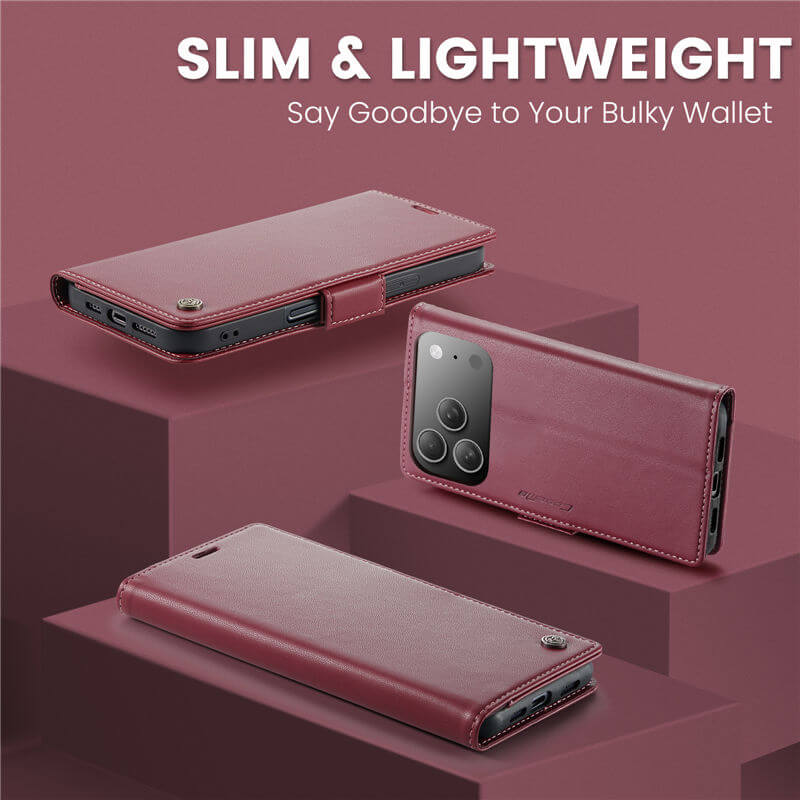 CaseMe For iPhone 17 Pro Max Wallet RFID Blocking Magnetic Buckle Case