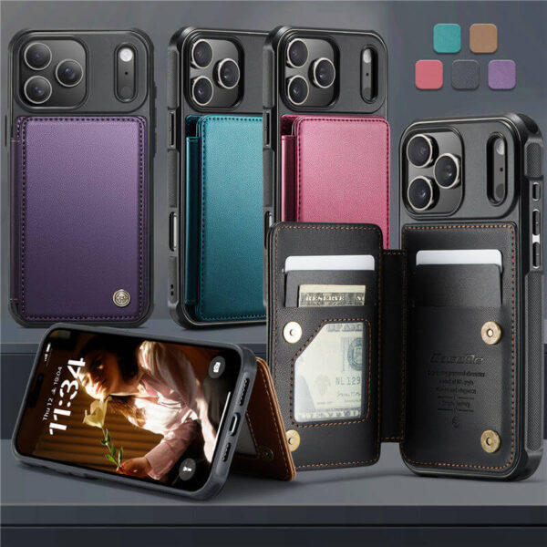 Alternative view of CaseMe iPhone 17 Pro Max RFID Blocking Card Holder Kickstand Case