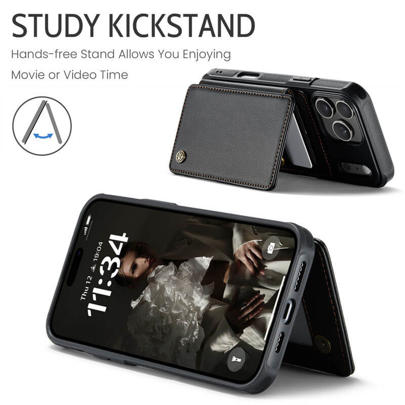 CaseMe iPhone 17 Pro Max RFID Blocking Card Holder Kickstand Case