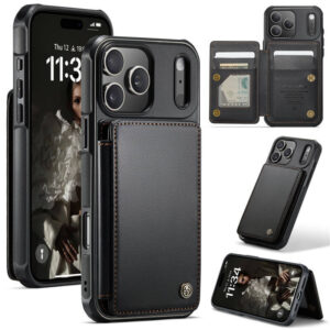 CaseMe iPhone 17 Pro RFID Blocking Card Holder Kickstand Case