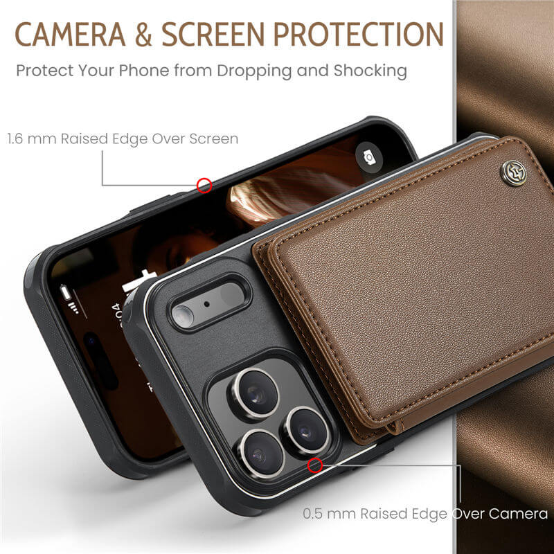 CaseMe iPhone 17 Pro Max RFID Blocking Card Holder Kickstand Case