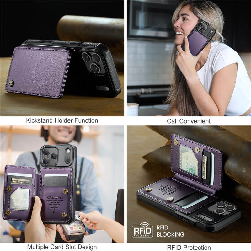 CaseMe iPhone 17 Pro Max RFID Blocking Card Holder Kickstand Case - Image 8