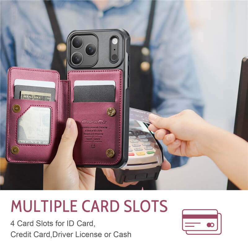 CaseMe iPhone 17 Pro Max RFID Blocking Card Holder Kickstand Case