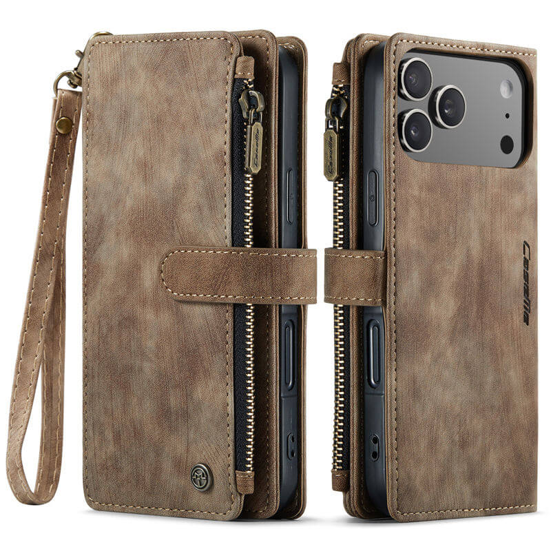 CaseMe iPhone 17 Pro Wallet Kickstand Case with Wrist Strap