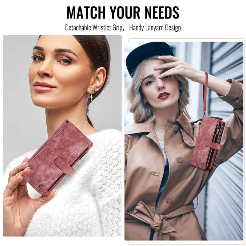 CaseMe iPhone 17 Pro Wallet Kickstand Case with Wrist Strap