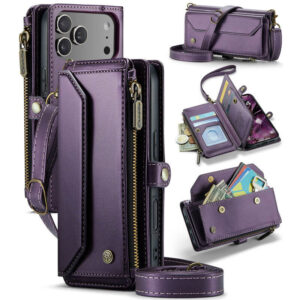 CaseMe iPhone 17 Pro RFID Wallet Crossbody Case with Wireless Charging