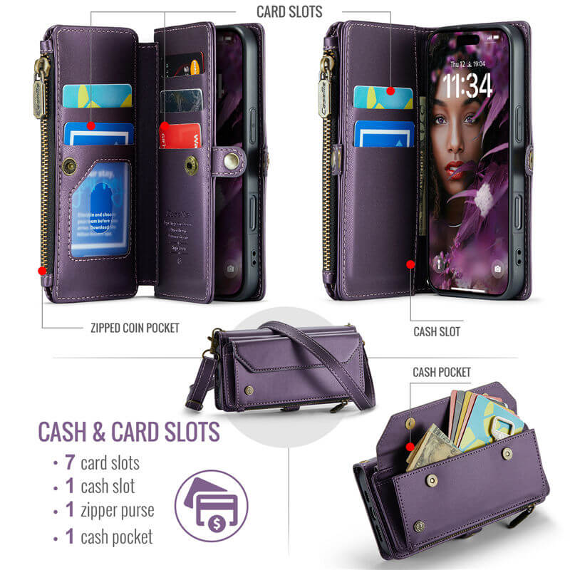CaseMe iPhone 17 Pro RFID Wallet Crossbody Case