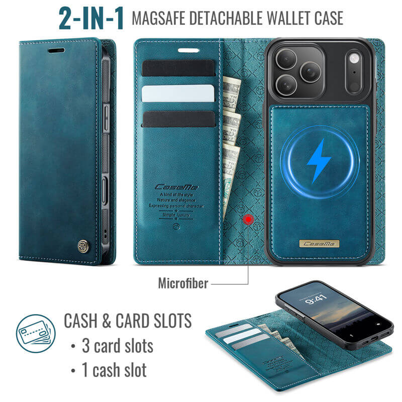 CaseMe iPhone 17 Pro 2-in-1 Magnetic Wallet Case