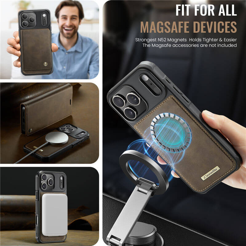 CaseMe iPhone 17 Pro Max 2-in-1 Magnetic Wallet Case