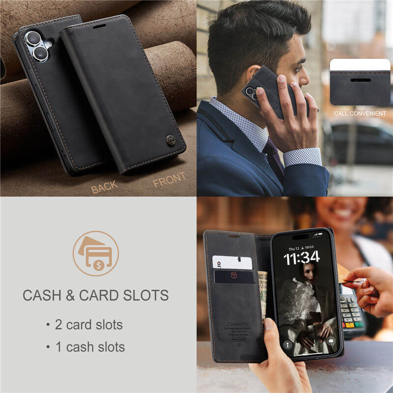 CaseMe iPhone 17 Wallet Magnetic Suede Leather Case - Image 7