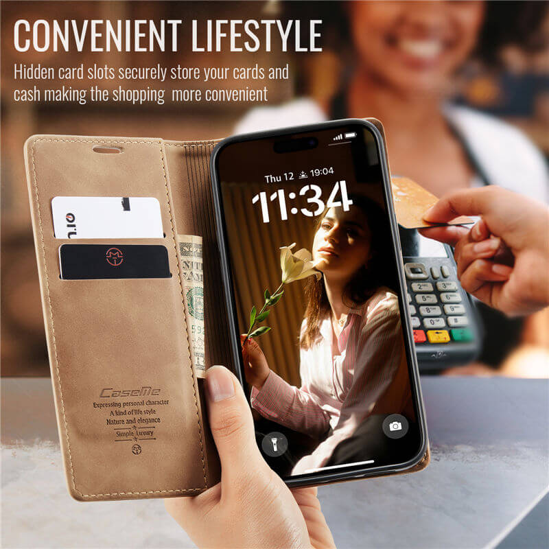 CaseMe iPhone 17 Wallet Magnetic Suede Leather Case - Image 9
