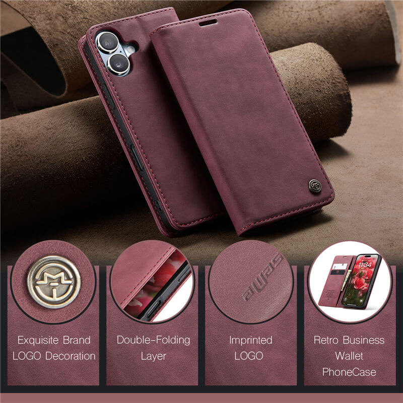 CaseMe iPhone 17 Wallet Magnetic Suede Leather Case - Image 11