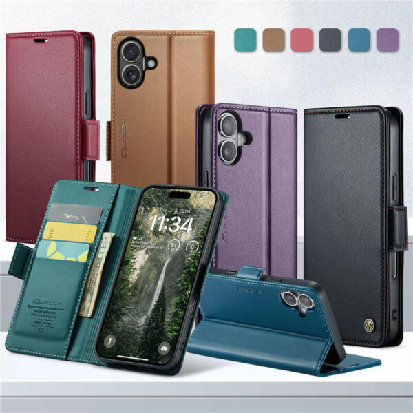 Alternative view of CaseMe For iPhone 17 Wallet RFID Blocking Magnetic Buckle Case