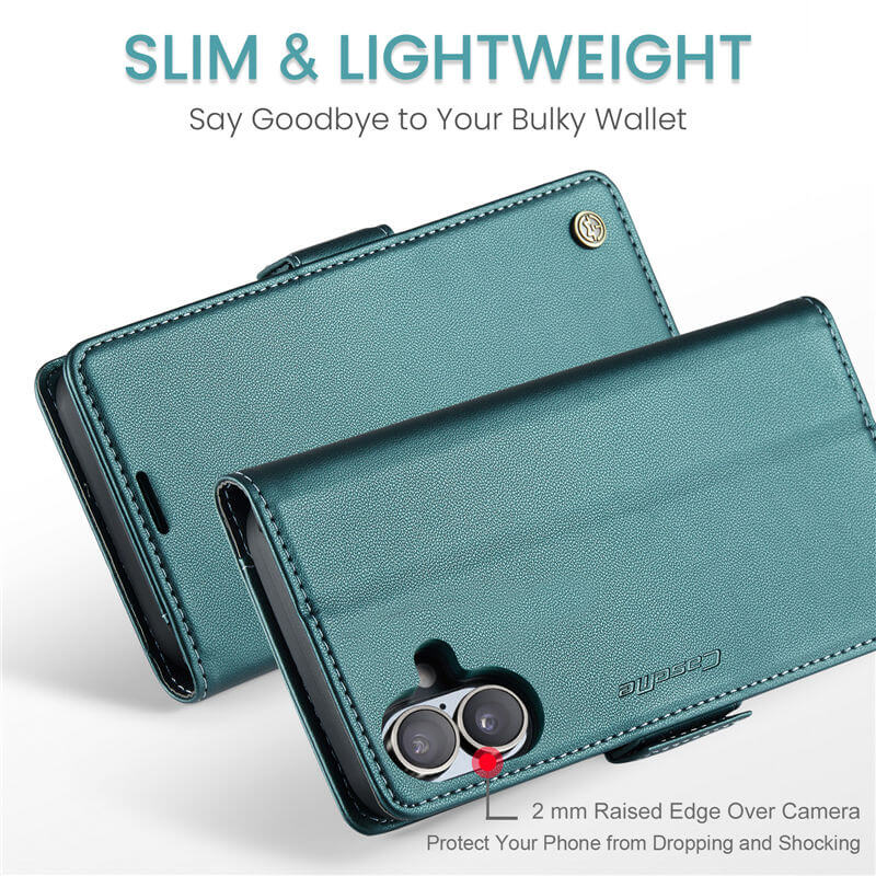 CaseMe For iPhone 17 Wallet RFID Blocking Magnetic Buckle Case