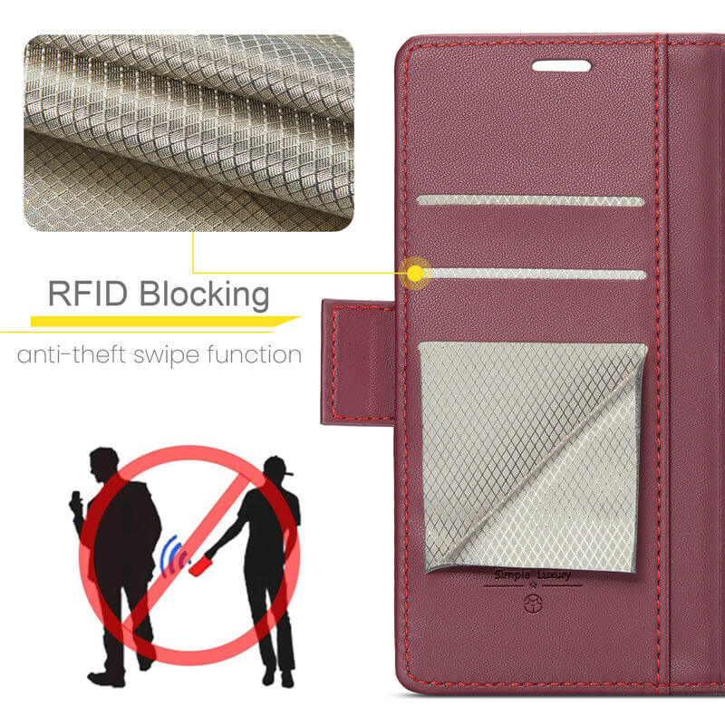 CaseMe For iPhone 17 Wallet RFID Blocking Magnetic Buckle Case