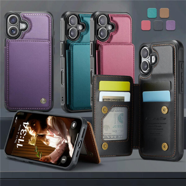 Alternative view of CaseMe iPhone 17 RFID Blocking Card Holder Kickstand Case