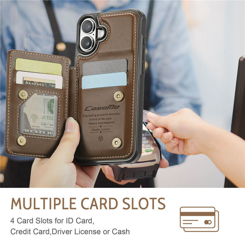 CaseMe iPhone 17 RFID Blocking Card Holder Kickstand Case