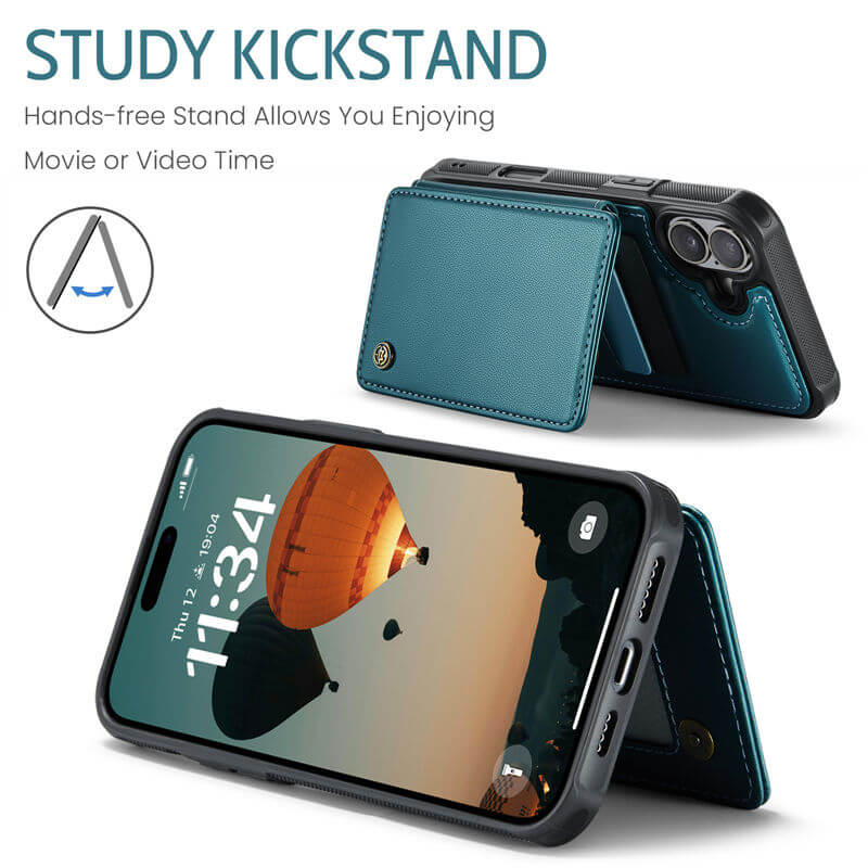 CaseMe iPhone 17 RFID Blocking Card Holder Kickstand Case