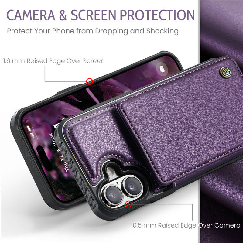 CaseMe iPhone 17 RFID Blocking Card Holder Kickstand Case