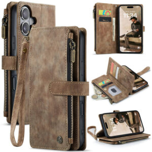 CaseMe iPhone 17 Wallet Kickstand Case with Wrist Strap