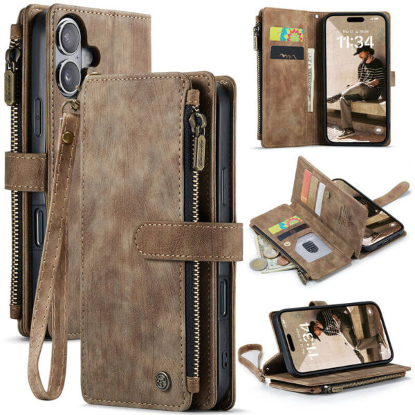 CaseMe iPhone 17 Wallet Kickstand Case with Wrist Strap