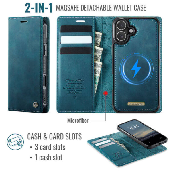 CaseMe iPhone 17 2-in-1 Magnetic Wallet Case – MagSafe & RFID Blocking - Image 3