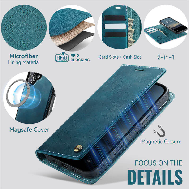 CaseMe iPhone 17 2-in-1 Magnetic Wallet Case – MagSafe & RFID Blocking - Image 8
