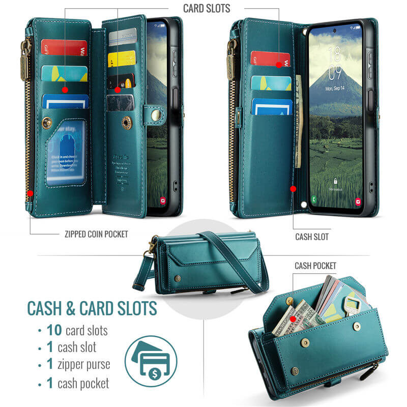 CaseMe Samsung Galaxy A17 Crossbody RFID Blocking Wallet Case - Image 6