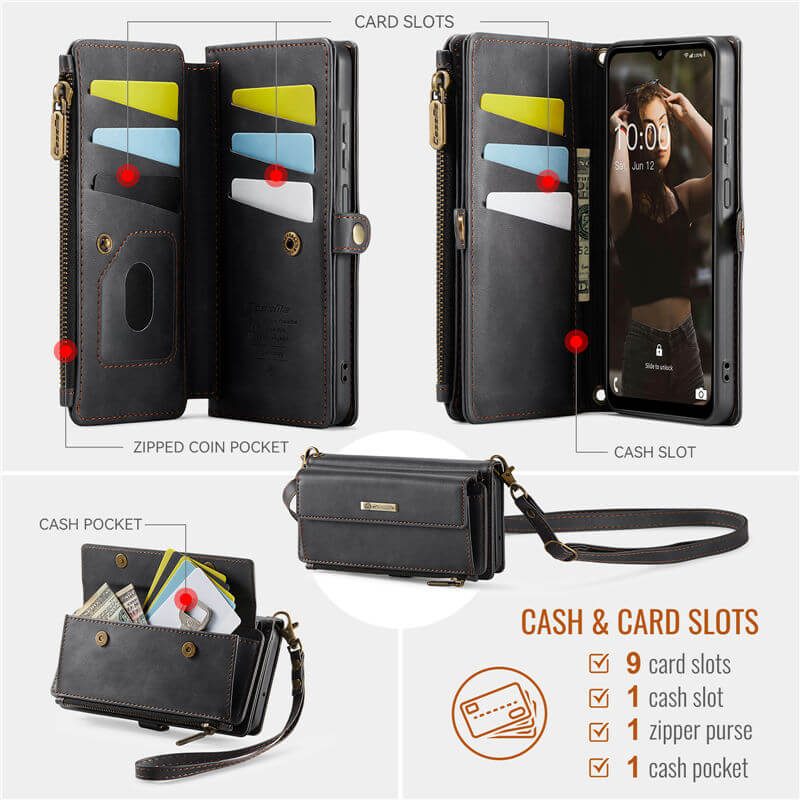 CaseMe Samsung Galaxy A17 Wallet Case with RFID Blocking & Crossbody Strap - Image 5