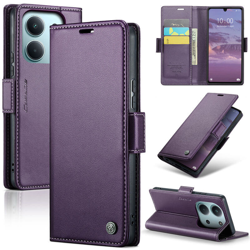 CaseMe Xiaomi Redmi 15C Wallet RFID Blocking Magnetic Buckle Case