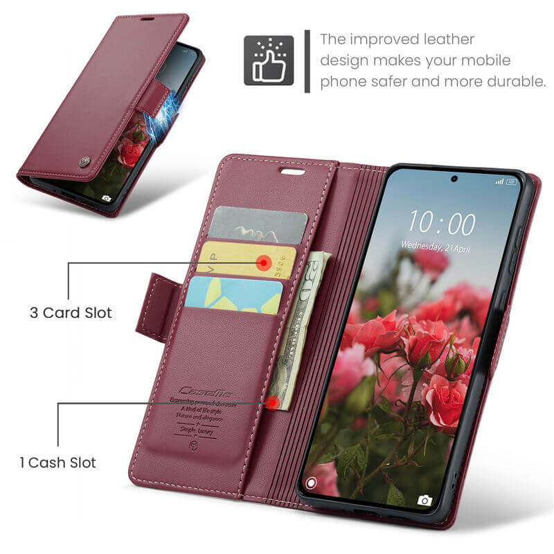 CaseMe Xiaomi 15T Pro Wallet RFID Blocking Magnetic Buckle Case - Image 4