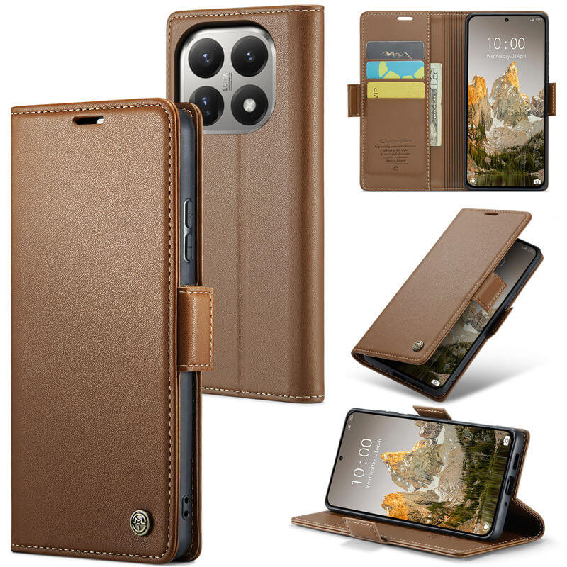 CaseMe Xiaomi 15T Wallet RFID Blocking Magnetic Buckle Case