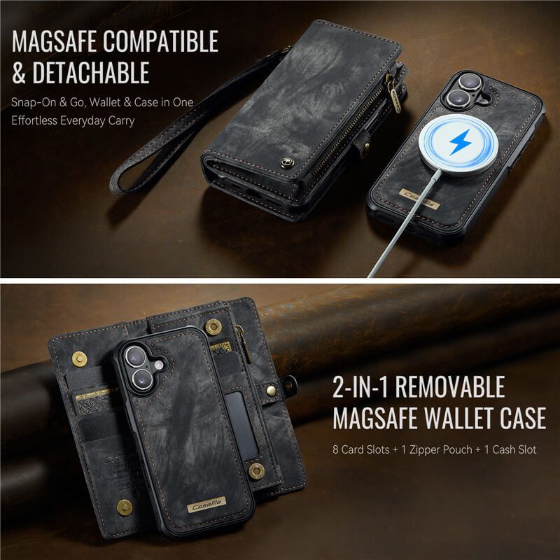 CaseMe iPhone 17 2-in-1 Magnetic Wallet Case with MagSafe Wireless Charging, RFID Blocking & Wrist Strap - Image 5
