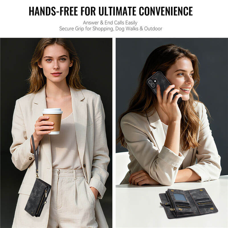 CaseMe iPhone 17 2-in-1 Magnetic Wallet Case with MagSafe Wireless Charging, RFID Blocking & Wrist Strap - Image 10