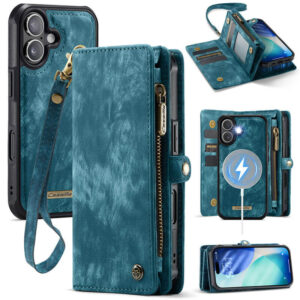 CaseMe iPhone 17 2-in-1 Magnetic Wallet Case with MagSafe Wireless Charging, RFID Blocking & Wrist Strap