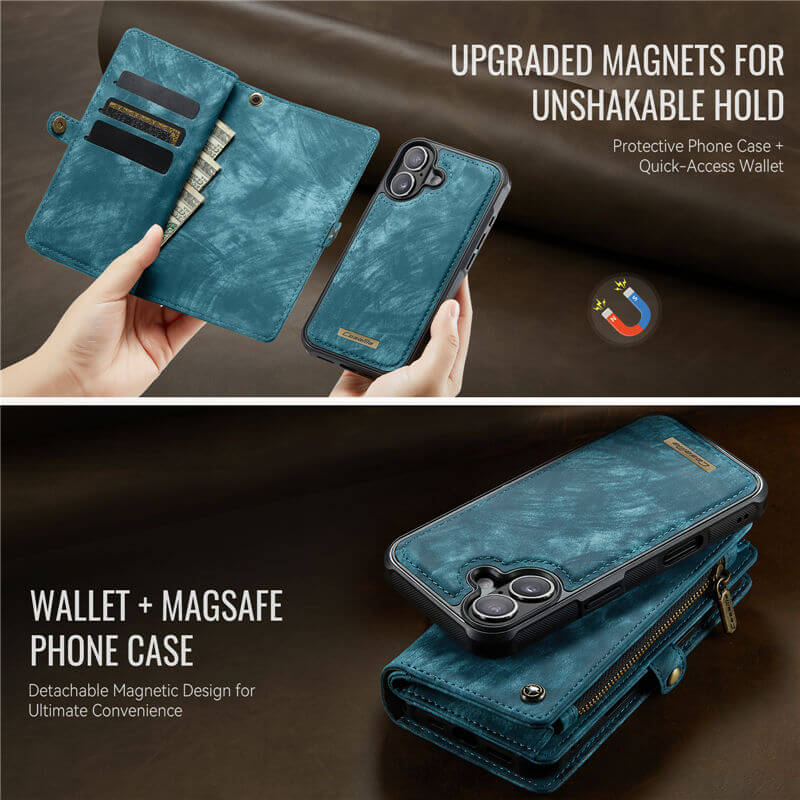 CaseMe iPhone 17 2-in-1 Magnetic Wallet Case with MagSafe Wireless Charging, RFID Blocking & Wrist Strap - Image 6