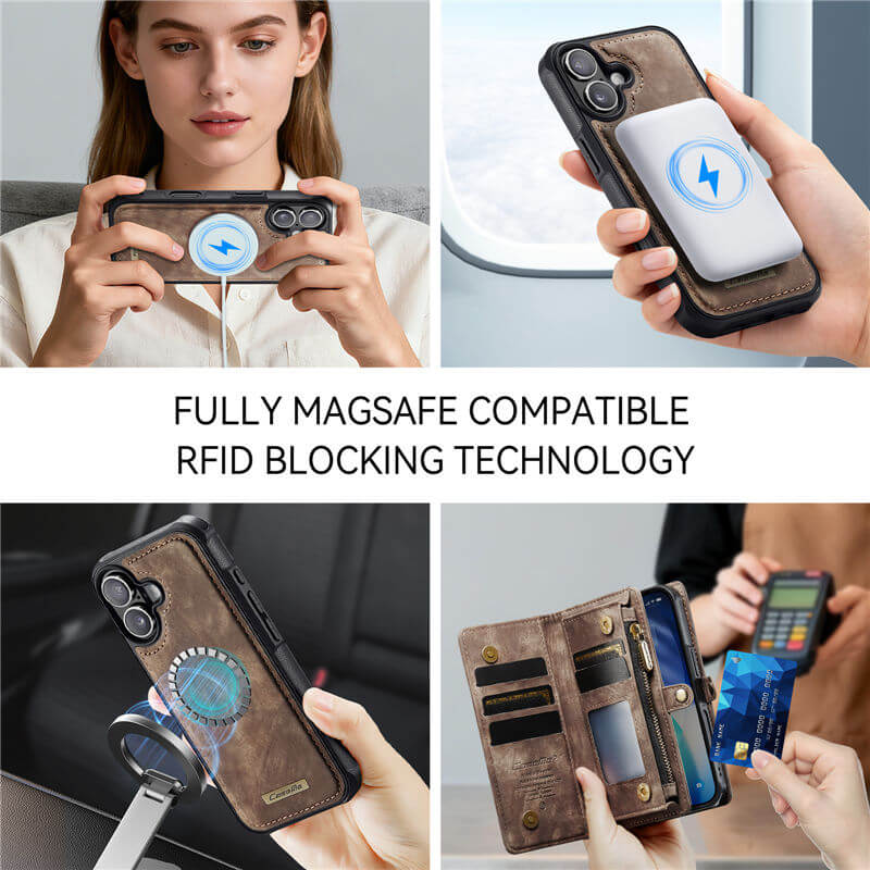 CaseMe iPhone 17 2-in-1 Magnetic Wallet Case with MagSafe Wireless Charging, RFID Blocking & Wrist Strap - Image 7