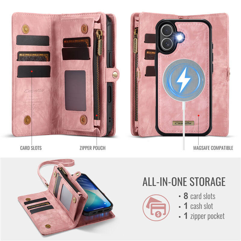 CaseMe iPhone 17 2-in-1 Magnetic Wallet Case with MagSafe Wireless Charging, RFID Blocking & Wrist Strap - Image 3