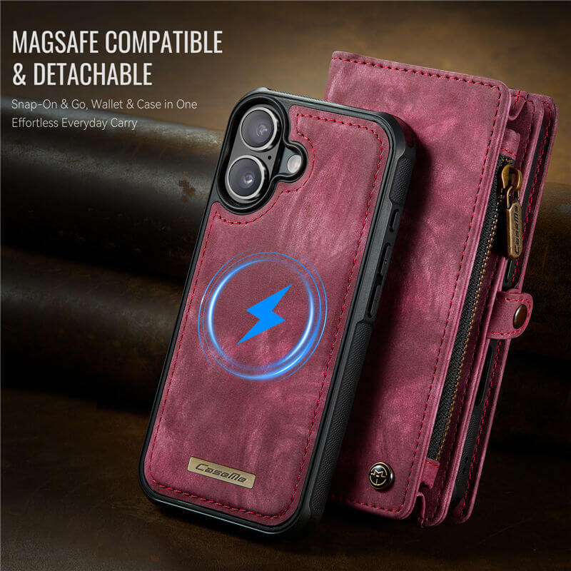 CaseMe iPhone 17 2-in-1 Magnetic Wallet Case with MagSafe Wireless Charging, RFID Blocking & Wrist Strap - Image 4
