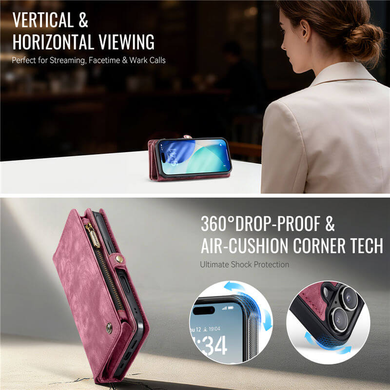 CaseMe iPhone 17 2-in-1 Magnetic Wallet Case with MagSafe Wireless Charging, RFID Blocking & Wrist Strap - Image 9