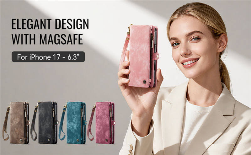 CaseMe iPhone 17 2-in-1 Magnetic RFID Wallet Case