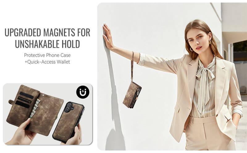 CaseMe iPhone 17 2-in-1 Magnetic RFID Wallet Case