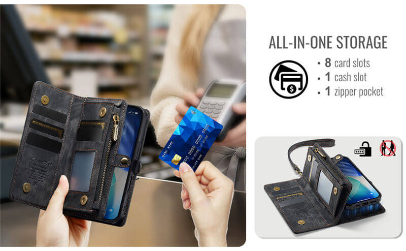 CaseMe iPhone 17 2-in-1 Magnetic RFID Wallet Case